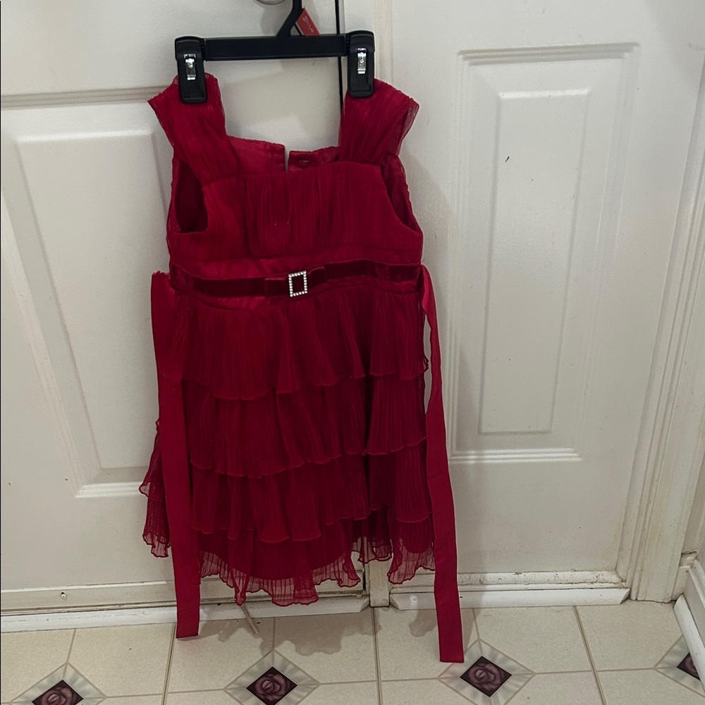 Elegant Red Tiered Christmas dress
